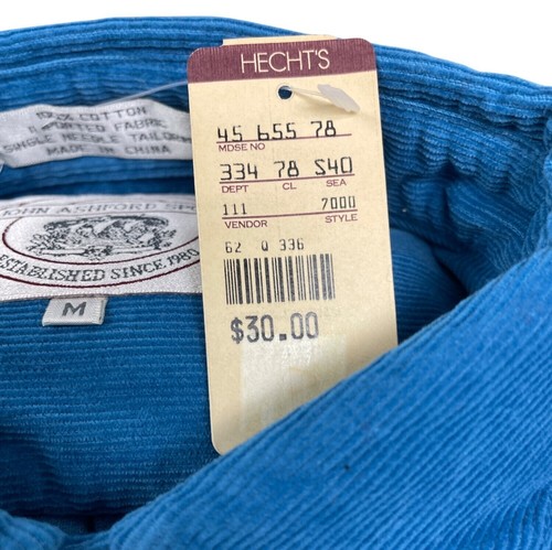 John Ashford Sport Blue Corduroy Button-Down Long Sleeve Shirt Size M - New - Picture 7 of 10
