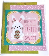 Bunnies Hoppity EASTER Holiday Greeting Card - Handmade A7 Size SALE