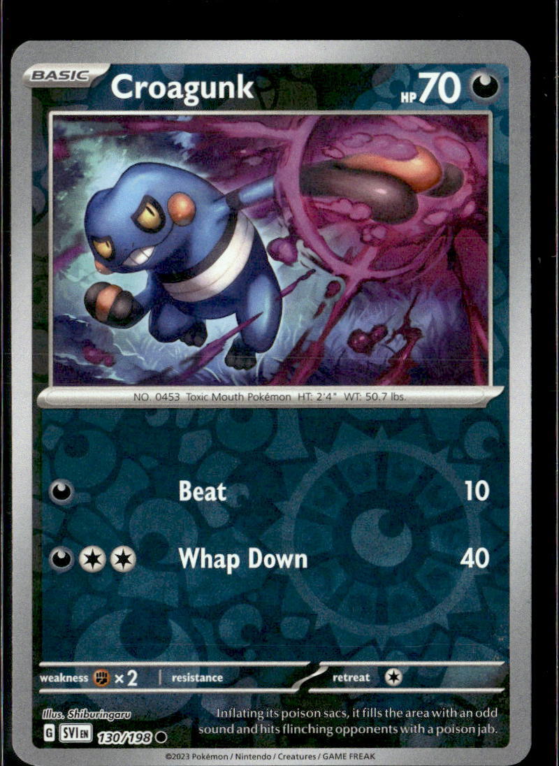 Pokemon Croagunk 130/198 Scarlet Violet Base Reverse Holo Common  2 Card Lot