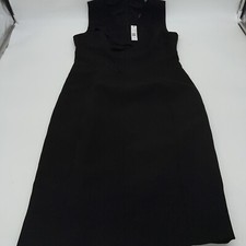 Tahari Black Knee Length Dress Front Ruffle Size 2 NWT