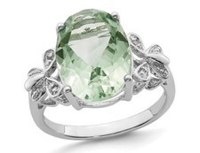4.35 Carat ctw Oval-Cut Green Quartz Ring in Sterling Silver