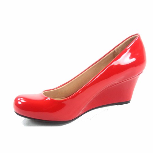Zapatos de tacón bajo con plataforma de cuña baja de punta redonda patentada para mujer talla 5-10 NUEVOS - Imagen 23 de 83