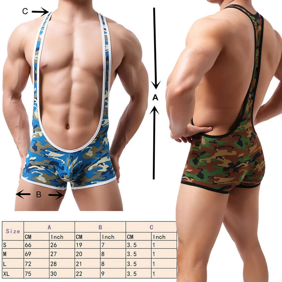 Ropa interior para hombre Mono Lucha Singlet Camuflaje Body Leotardo Jockstrap Foto 3 de 4