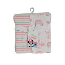 Disney Baby Minnie Mouse Print Cotton Muslin Pack Of 2 Burp Cloths New