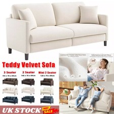 2/3 Seater Teddy Velvet Sofa with 2 Pillows Modern Couch Love Seat Settee Home