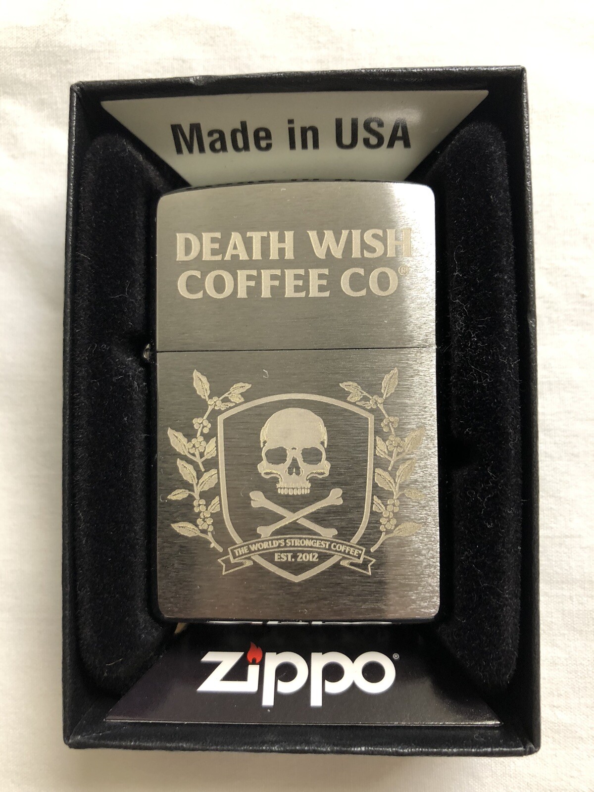 2- 2022 Zippo Limited Edition Skull & Crossbones Death Wish Coffee Lighters-NEW