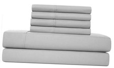 Sheets Set 6 Piece Cooling Bed Sheets with 4 Envelope Pillowcases Full Gray