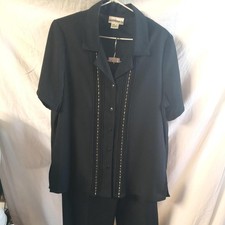 vintage miller two piece suit black gold button up