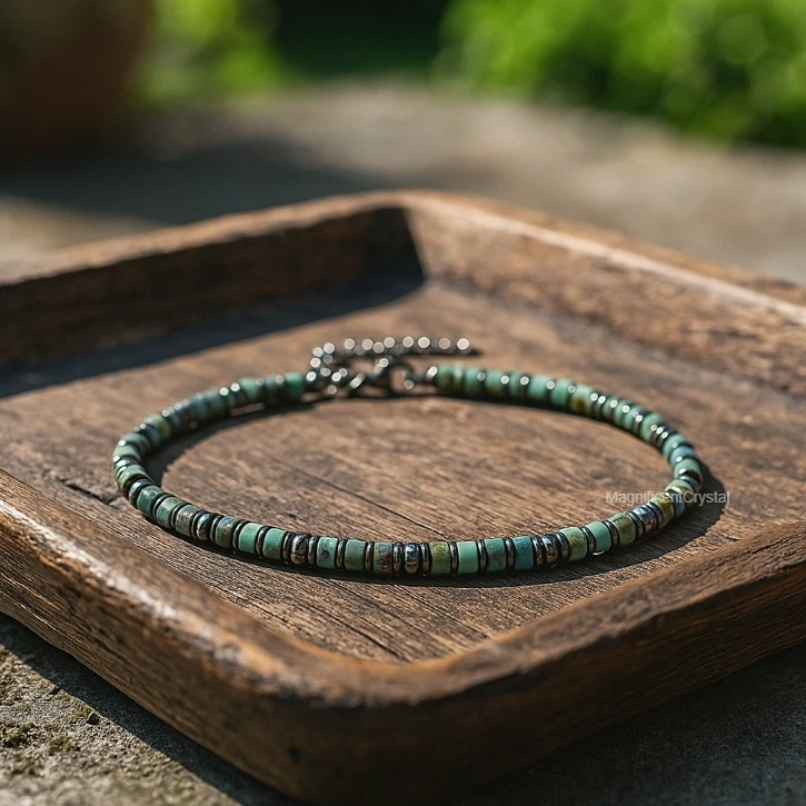 Natural Turquoise Hematite Bracelet Minimalist Men Jewelry Healing Energy Gifts - Image 2 of 3