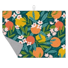 Dish Drying Mat for Kitchen Counter,Lemon 18" x 24", Lemon Orange and Flowers