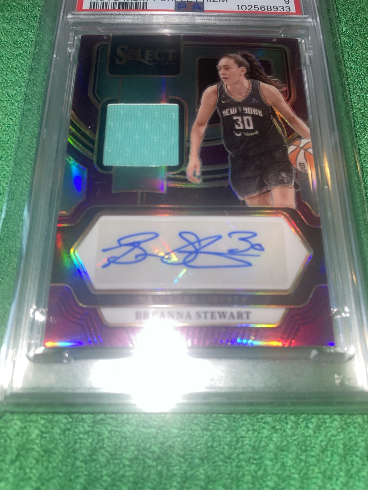 2024 Breanna Stewart Auto Memorabilia Purple Prizm #AMBS PSA 9 /99 Liberty view 5