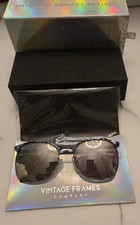 Vintage Mirrow Unisex Sunglasses Havana Blue Print Metal Frame  COA 54:18:140