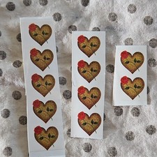Heart  Rose Scrapbooking Stickers, Brown Red Green Heart Roses