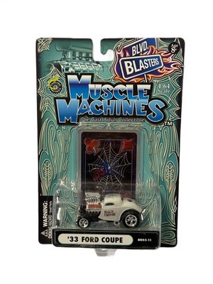 Muscle Machines Die Cast 1933 Ford Coupe Street Rod Black Widow Gray Scale 1:64
