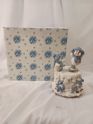 1999 Snow Buddies Snowman Figure Skating Figurine Music Box W/ Box