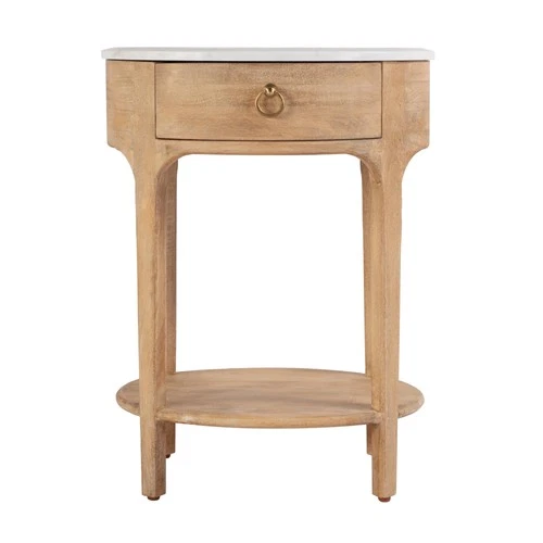 Butler Specialty Company Ellen Marble and Wood 1 Drawer Nightstand - Natural - Picture 4 of 8