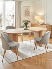 Carina 200 cm Dining Table and 4 Chairs Oak & Grey Natural Modern Dining Set
