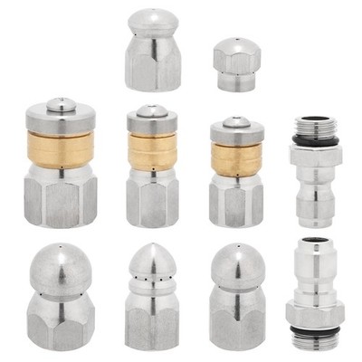 10pcs Sewer Jetter Nozzle Kit Stainless Steel, Pressure Washer Sewer Jetter N...