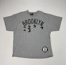 Vintage UNK Brooklyn New York NBA T Shirt Big Logo Y2K Mens 2XL Gray Street