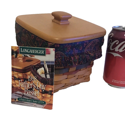 Longaberger Finders Keepers Basket Paisley LIner Protector & Lid Fathers Day New