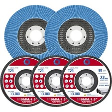 Abrasive Flap Discs,5 Pack,Premium 4.5" x 7/8" Type 29 High Density Zirconia Fla