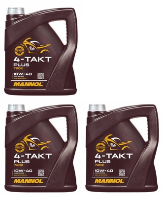 12l Mannol 7202 4-Takt Plus 10W-40 Motoröl Motorrad 3x4l 