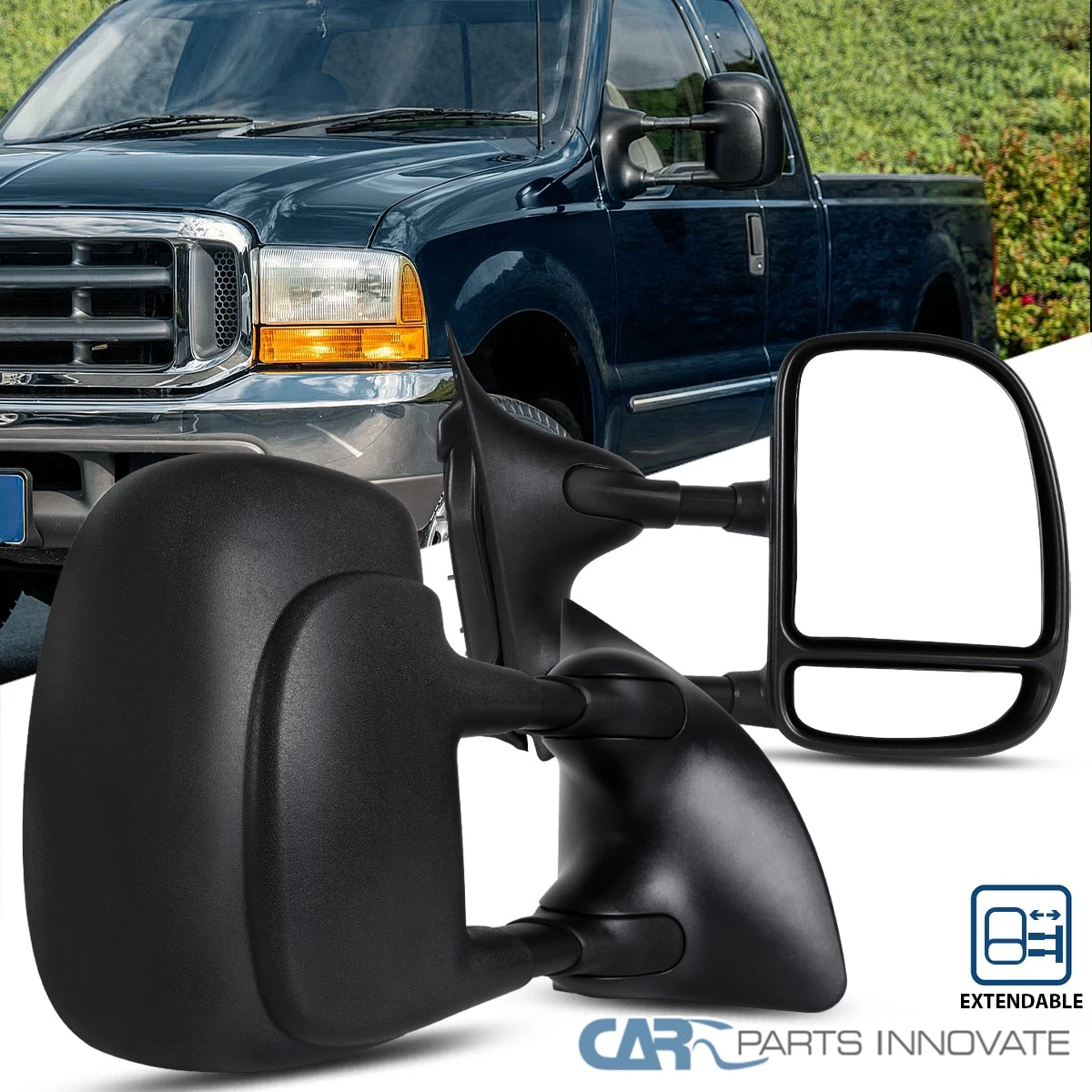 Par De Espejos Retrovisores De Remolque Para Ford F250/F350 Super Duty (1999-2007) – Con Luz, Señal Y Calefacción – Perautoparts