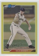 2020 Bowman Heritage Chrome Prospects Yellow Refractor 27/75 Nick Bennett 0m4q