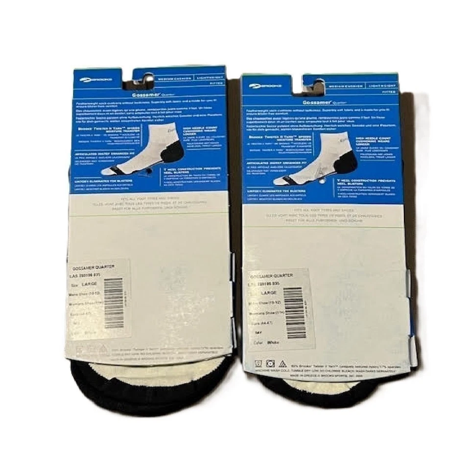 Brooks Gossamer Quarter length Running Sock Large (W11+, M10-12)-2 pack - Image 2 of 3