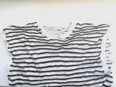 Zara Sommer Shirt Ärmellos aus Bouclé Gewebe Weiß mit Streifen Größe M - Bild 1 von 4