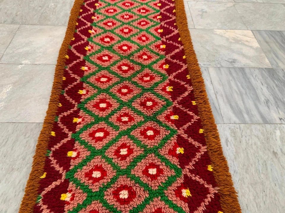 Hermosa alfombra suave sueca escandinava vintage, alfombra multicolor multicolor 2x5 pies Foto 2 de 4