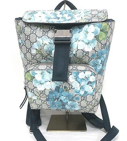 GUCCI Authentique Sac à Dos GG Blooms Floral Beige × Bleu L21cm x H17cm x P10cm Italie