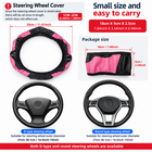 Car Steering Wheel Cover Red Black Leather Anti-Slip 15"/38cm Carbon Fiber