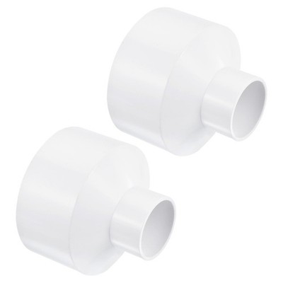 2Stk.PVC-Reduzierrohrverschraubung, 4x1-1/2'' ID, gerader Kupplungsadapter, weiß