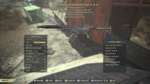 Fallout 76 Xbox Quad Explosive Submachine Gun - QE250 Submachine Gun  ⭐️⭐️⭐️ - 第 1/1 張圖片