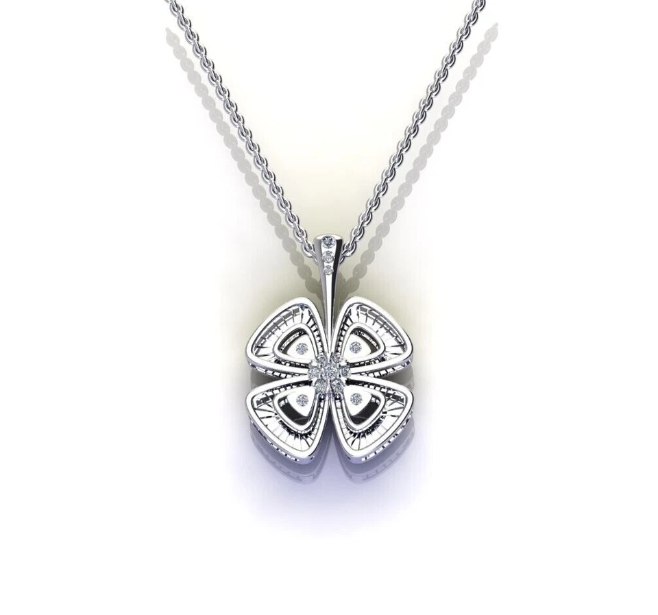 Flower Diamond Necklace (Round 0.01 cts IJ - SI2) 18Kt White Gold  - Image 4 of 4