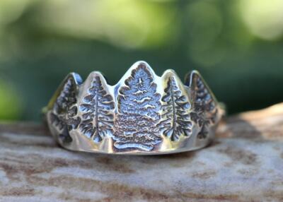 Sterling Silver Tree Ring Mountain Ring Forest Ring Nature Lover Jewelry Gift