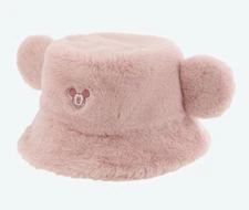 Japan Tokyo Disney Resort Ears Mickey limited Fluffy Winter Cap Hat Pink