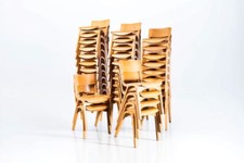 34 Stacking Chair Wooden Vintage 1950 Beech Chair Wood Lamstak Cafe