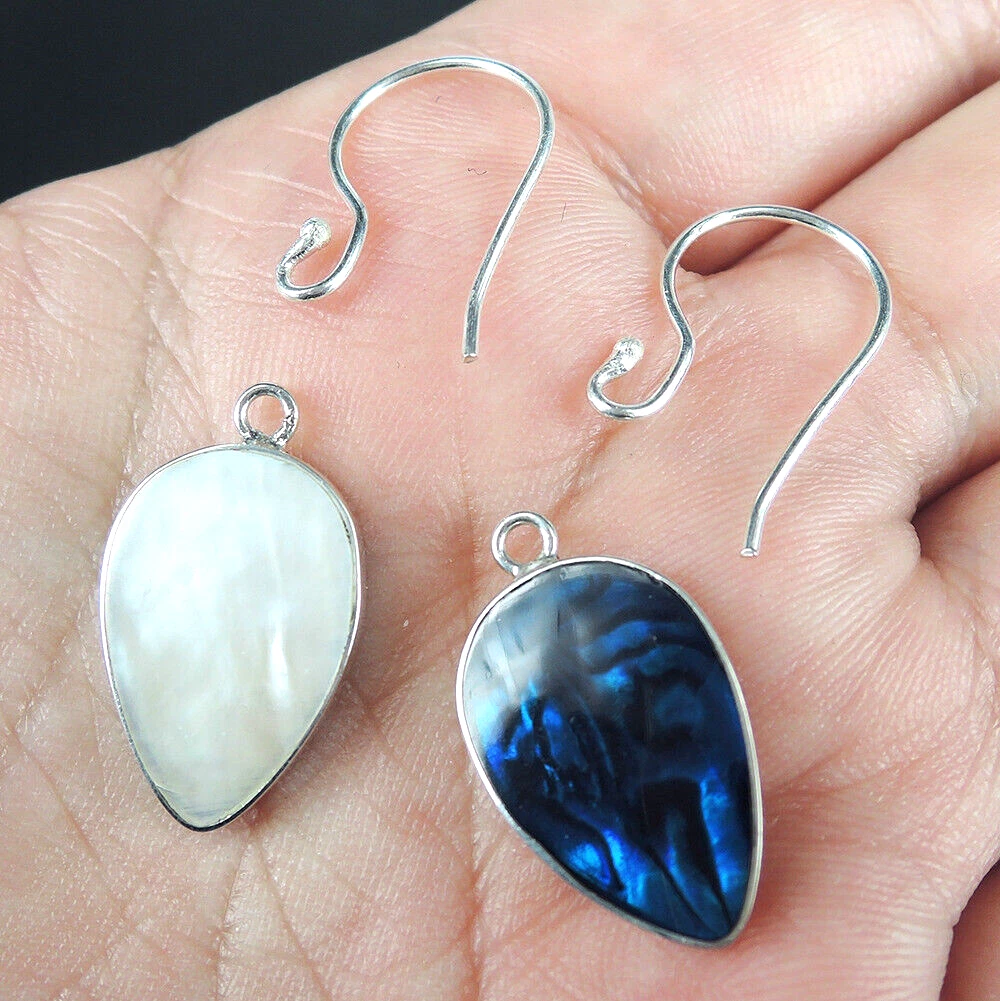 2 in 1 Design 925 Silver Reversible Red Coral Mother of Pearl