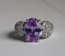 Vintage Sterling Silver Lilac  Clear Cubic Zirconia Ring Size 8.75