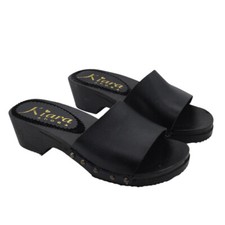 Zoccoli in vero legno nero con suola antiscivolo  - KL112 NERO