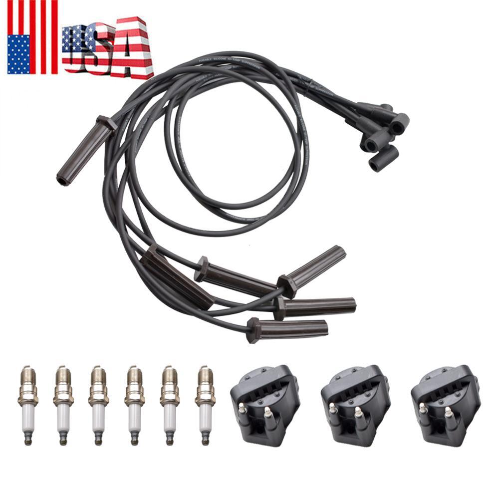 6pc Iridium Spark Plugs 3pc DR39 Coils Wires Kit for 96-08 Buick Lucerne 3.8L V6