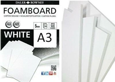 FOAMBARD Daler Rowney - 5 mm A3 - paquete de 5 hojas - placa central de espuma blanca