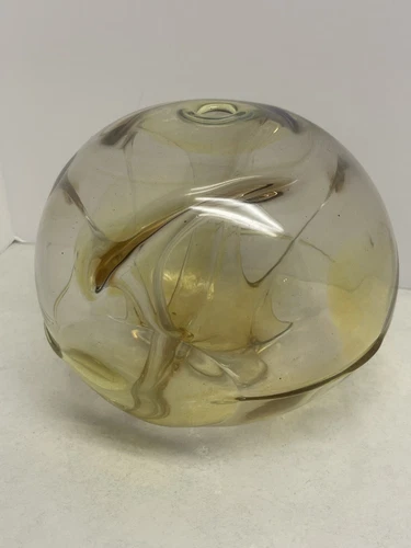 Peter Bramhall Studio Glass Orb Vessel Sculpture 1978 Signed