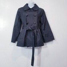 Jane Post For Saks Fifth Avenue Women Size Medium Black Short Belted Trench Coat