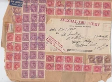 RARE multiple use Special Delivery airmail $2.43 military 1944 Canada cover