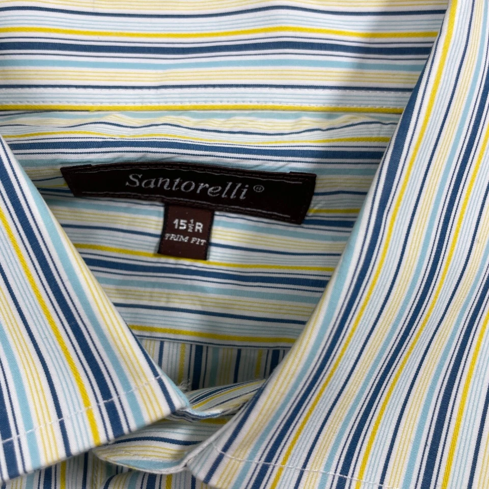 Santorelli 15 1/2 Regular Men's Dress Shirt Long Sleeve Button Up 100% Cotton - Image 3 of 4