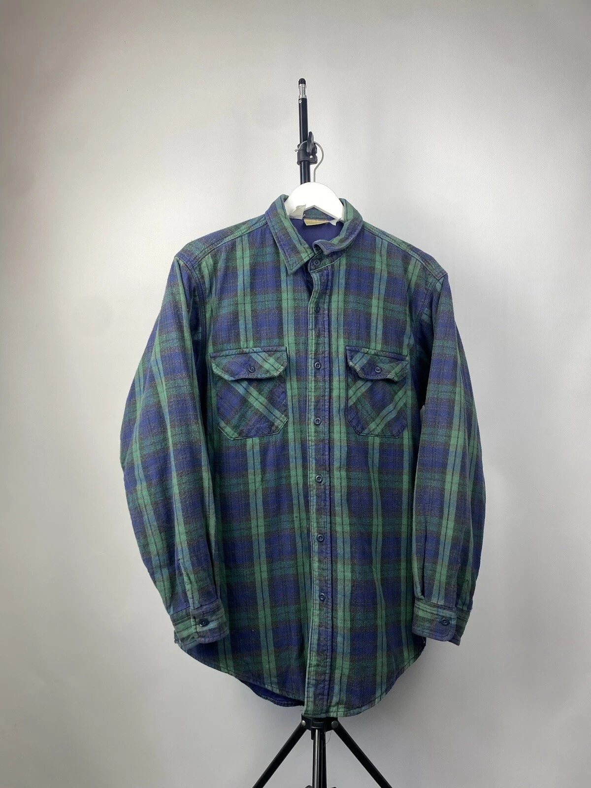 LL Bean Plaid Flannel Tartan Shirt Men’s Size L Green