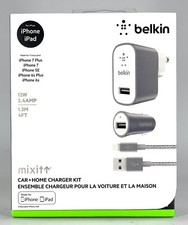 Belkin Mix it Car Plus Home Charger Kit for iPhone/iPad in White MFI-Certified